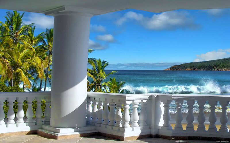 White Balcony Overlooking Ocean