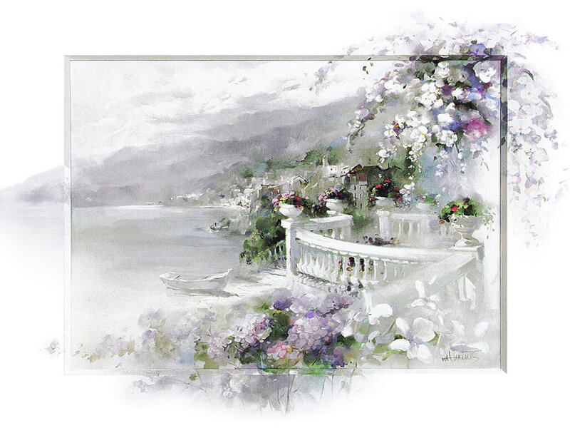 White Balcony with Flowers