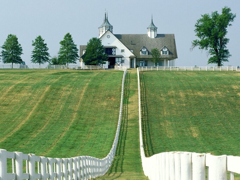 White Barn on Hill — Green