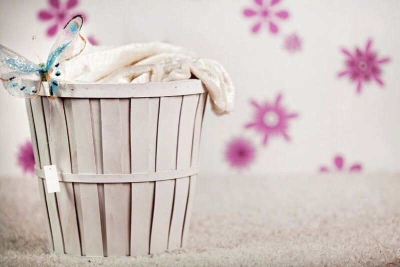 White Basket with Butterfly