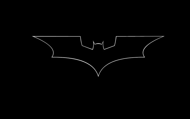White Bat Symbol — Black, Minimalist