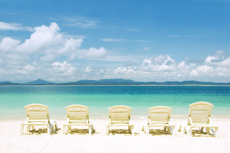 White Beach Chairs — Blue, Serene