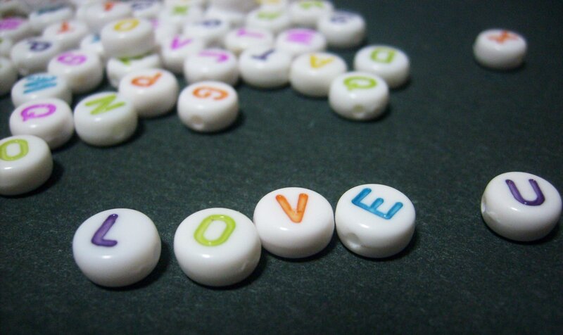 White Beads with Letters