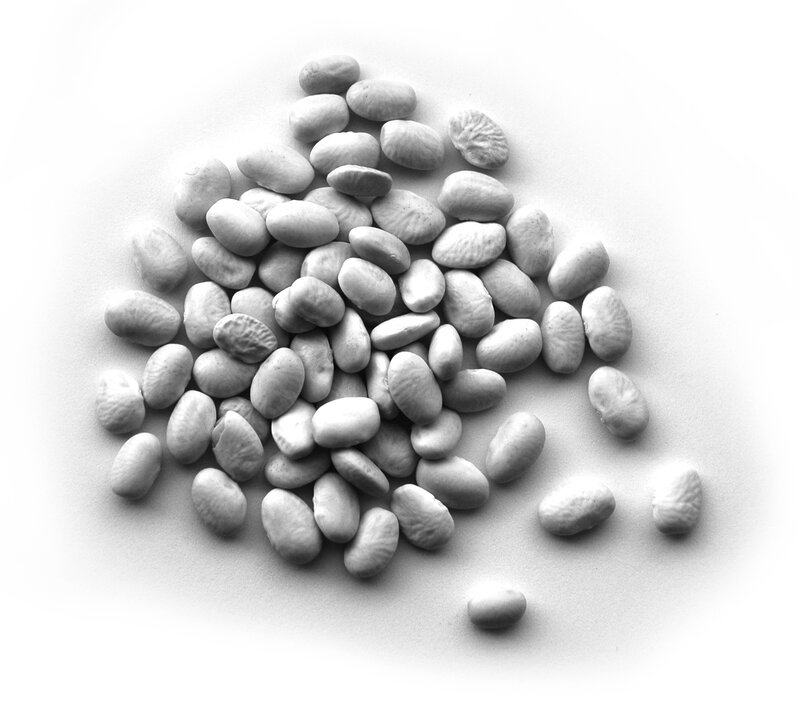 white beans on white surface