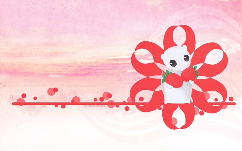 White Bear Holding Strawberries — Pink