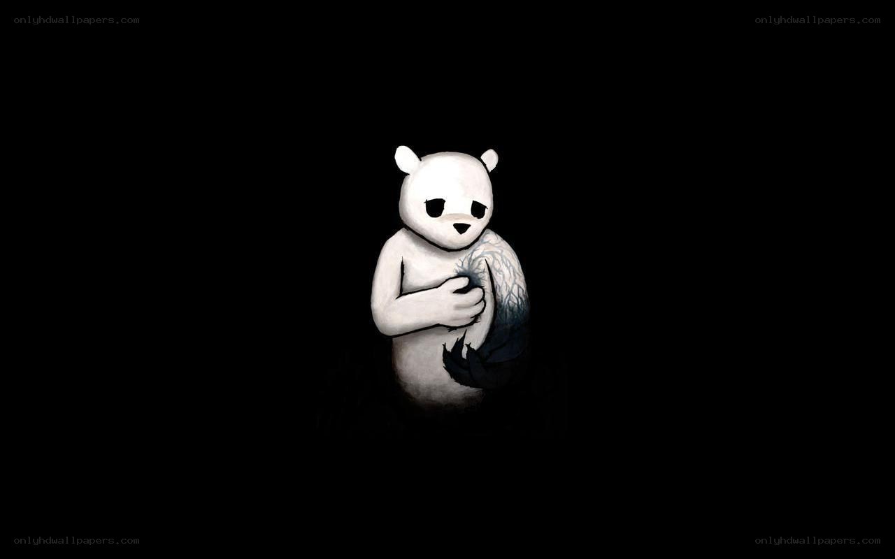 white bear with dark tattoo
