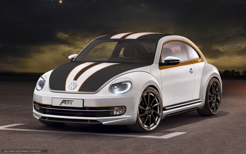 White Beetle Car — Dramatic