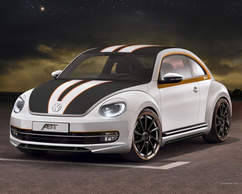 White Beetle with racing stripes