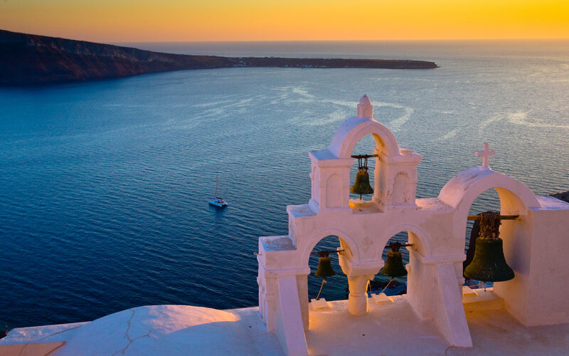 White Bell Tower — Blue