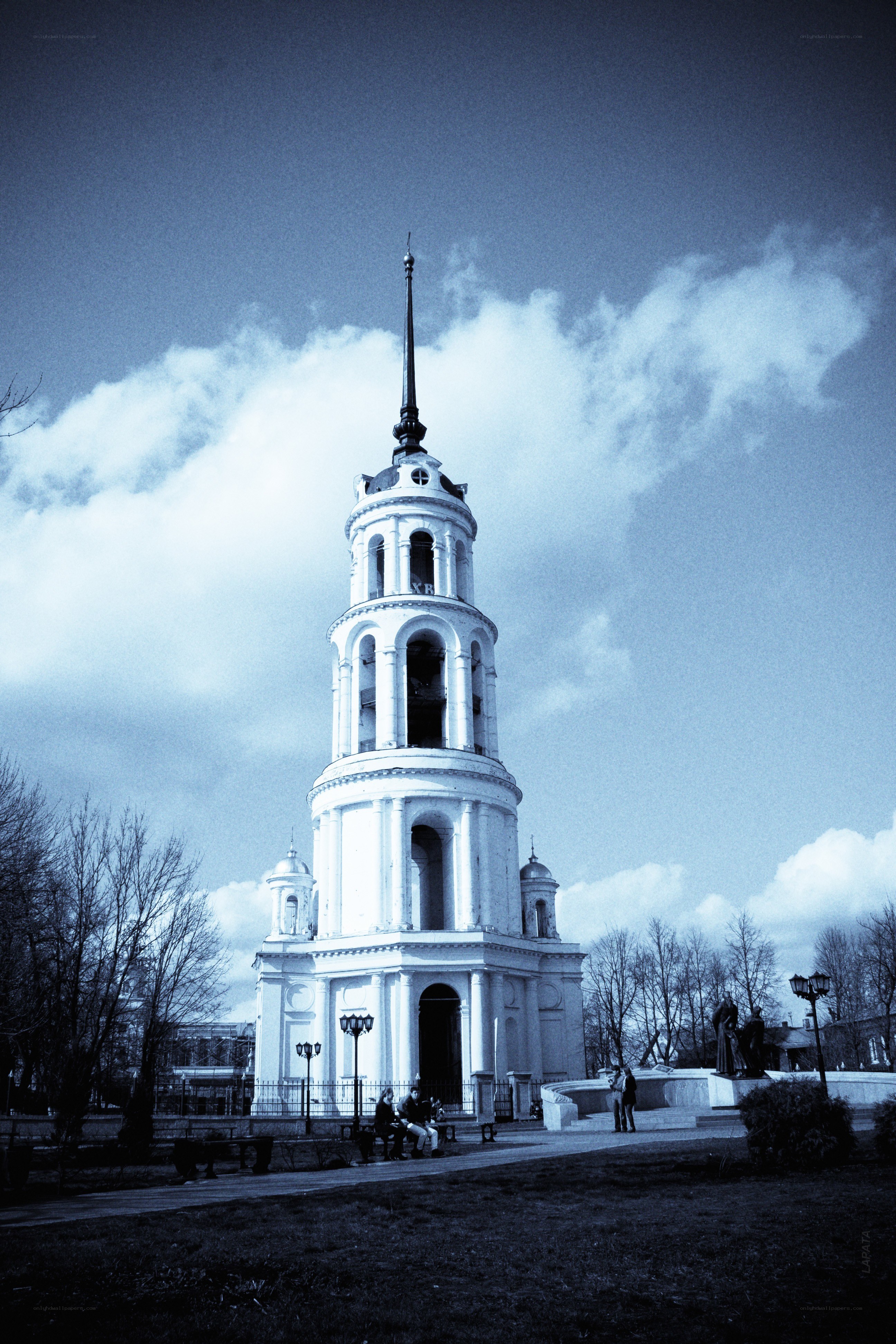 White bell tower in park