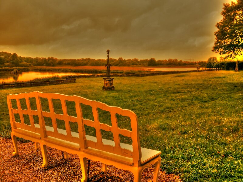 White Bench in Park
