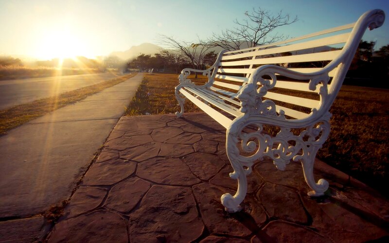 White Bench on Stone
