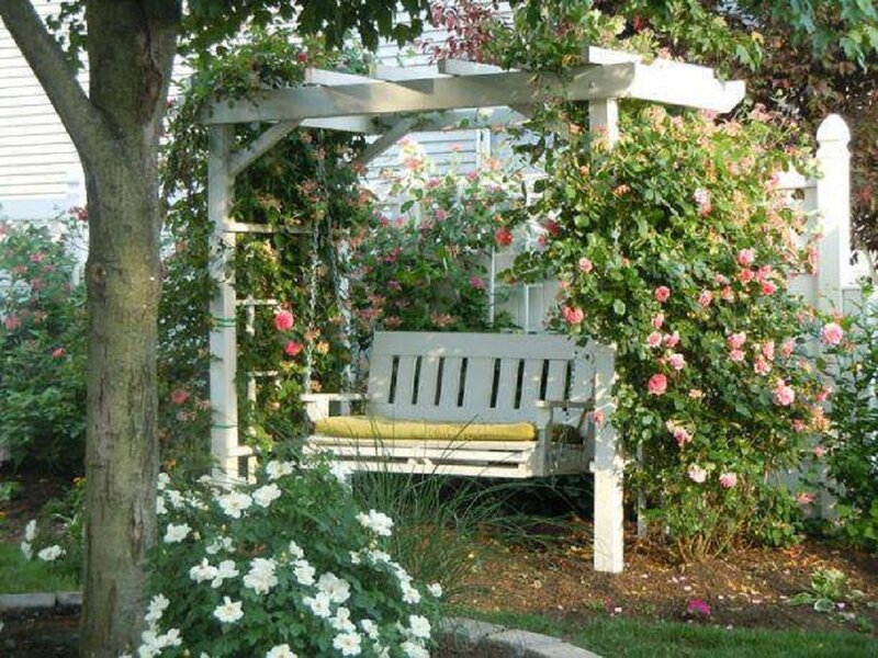 White Bench under Arbor — Green