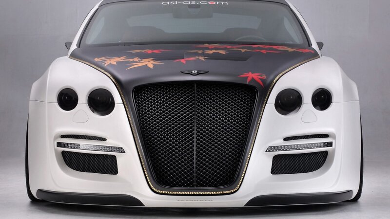 White Bentley Car — Dramatic, Photograph, Grille