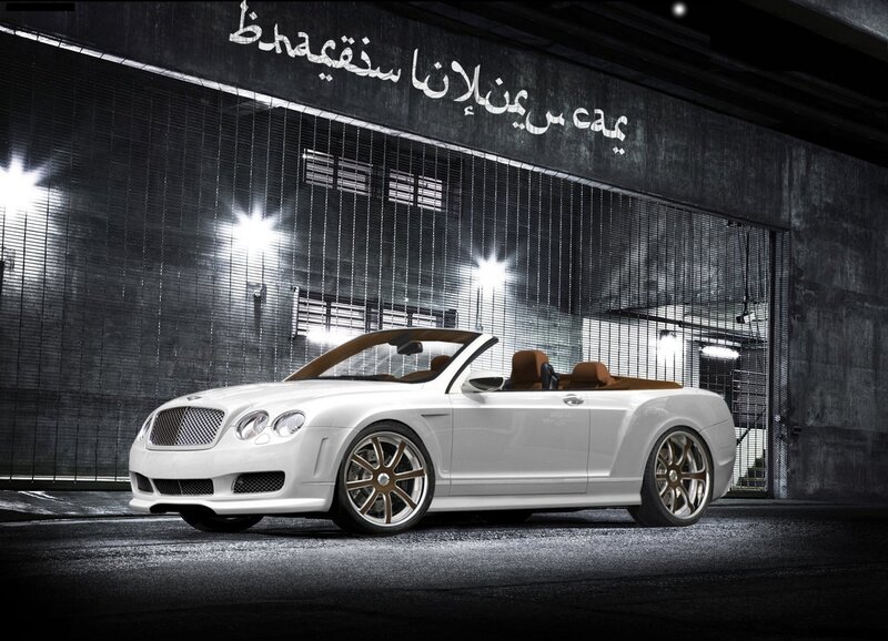 White Bentley convertible in garage