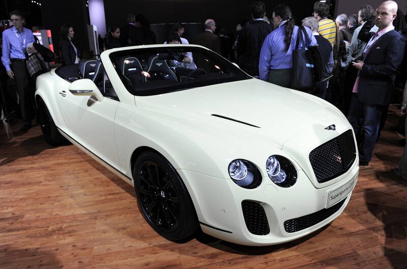 White Bentley convertible on display