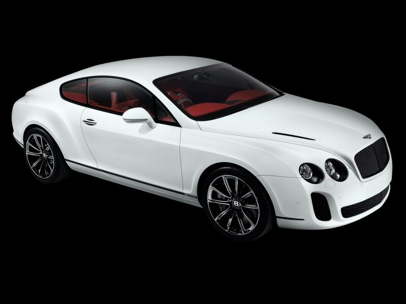 White Bentley Coupe — Dramatic, Photograph, Red Interior, Black Wheels, Grille, Black