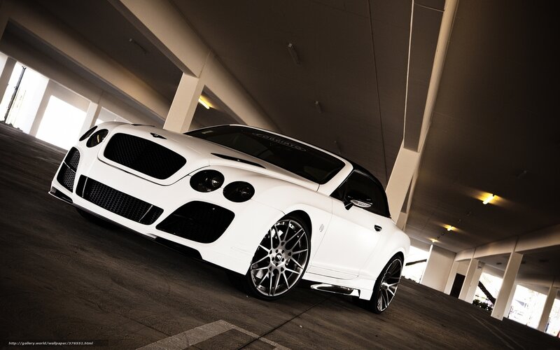 White Bentley in parking garage