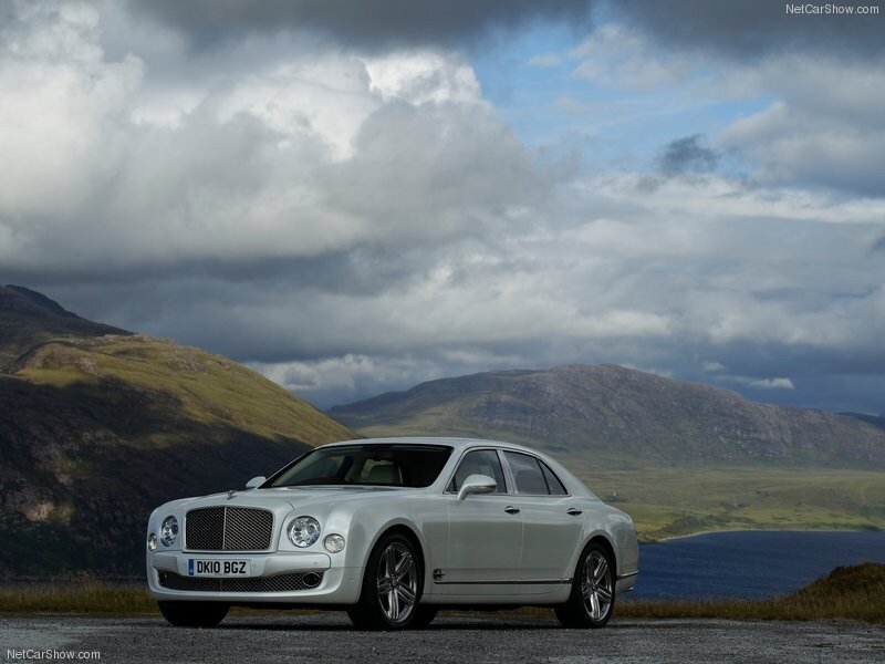 White Bentley Mulsanne on a scenic road