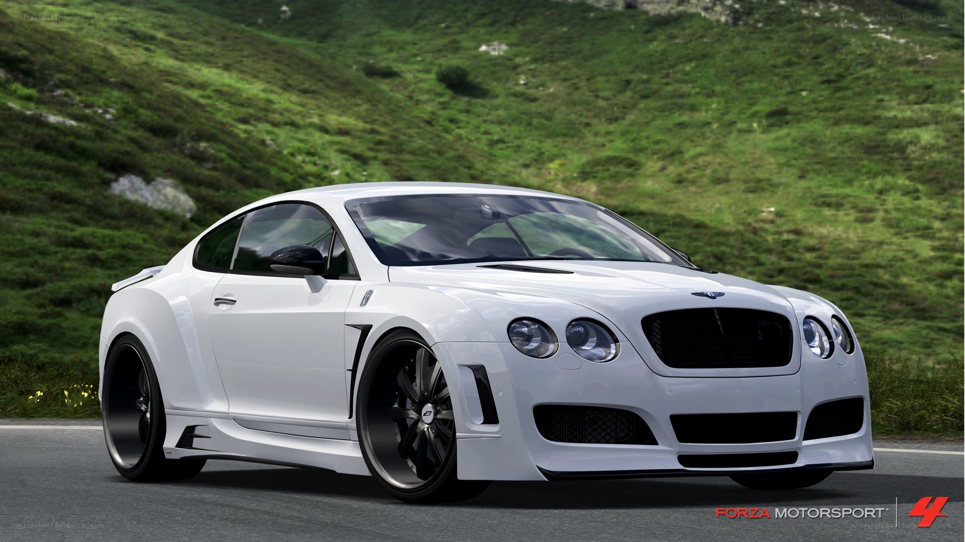 white bentley on a road