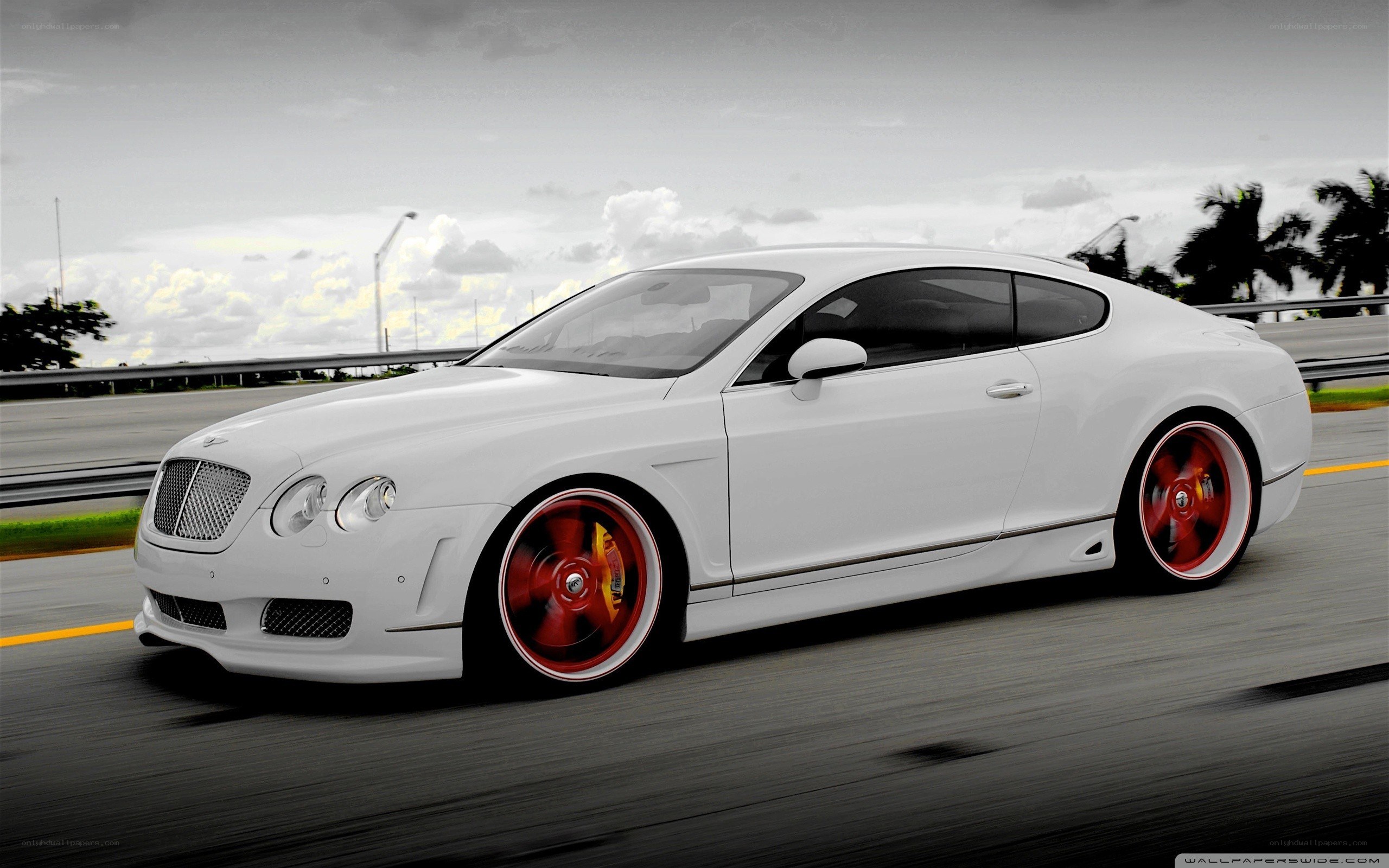 white Bentley on a road