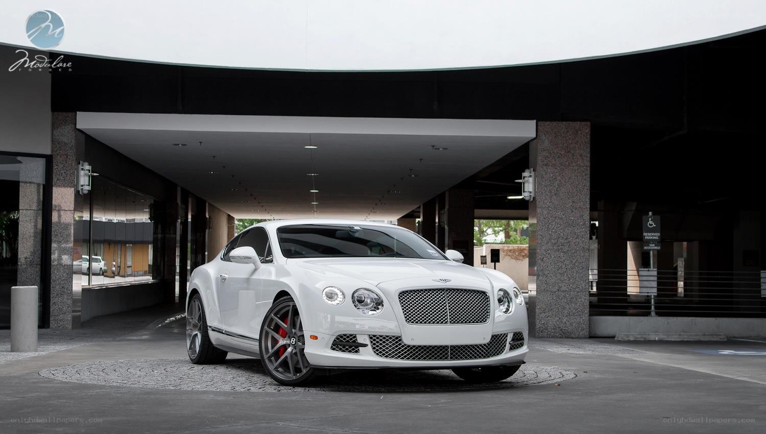 White Bentley parked under a canopy