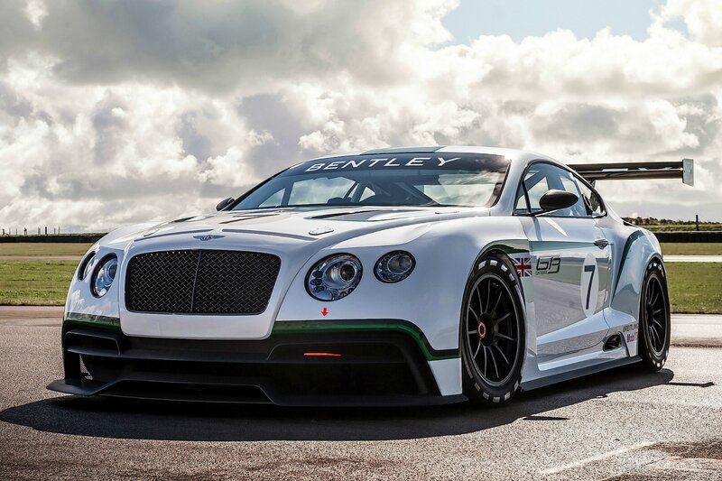 White Bentley Race Car — Dramatic, Afternoon, Photograph, Race Track, Cloudy Sky, Wings