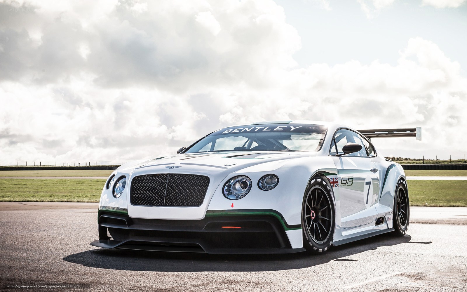 White Bentley race car on track