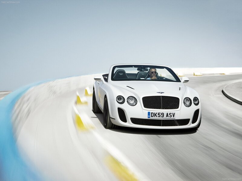 White Bentley speeding on track
