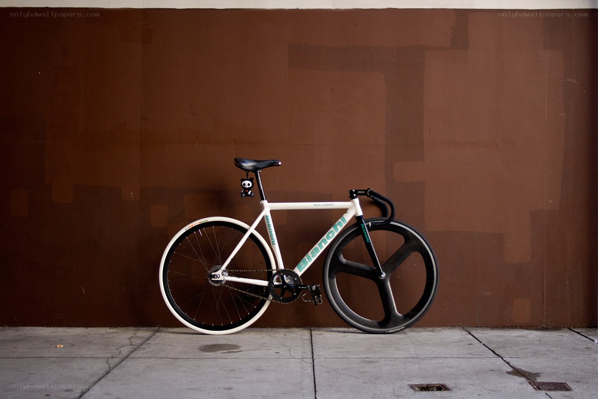 White Bianchi track bike