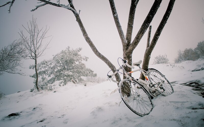 White Bicycle in Snow — Cold