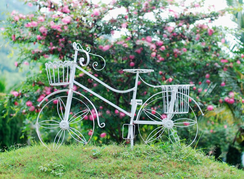 White Bicycle Sculpture — Green