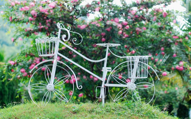 White Bicycle Sculpture