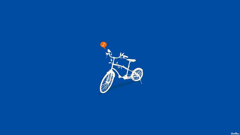 White Bicycle with Bird
