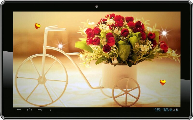 White Bicycle with Flowers — Red, Romantic