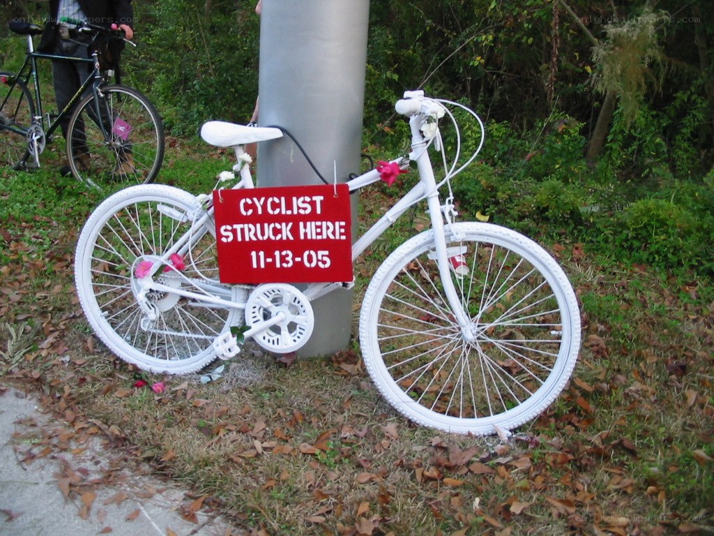 White bike memorial sign