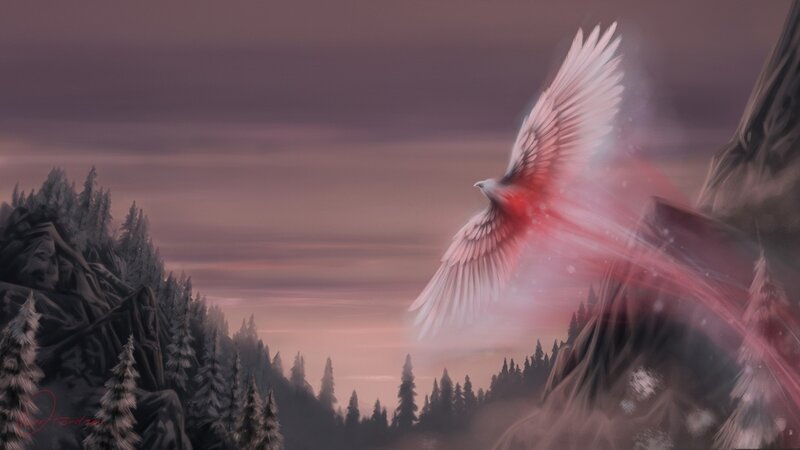 White Bird in Flight — Purple, Dramatic