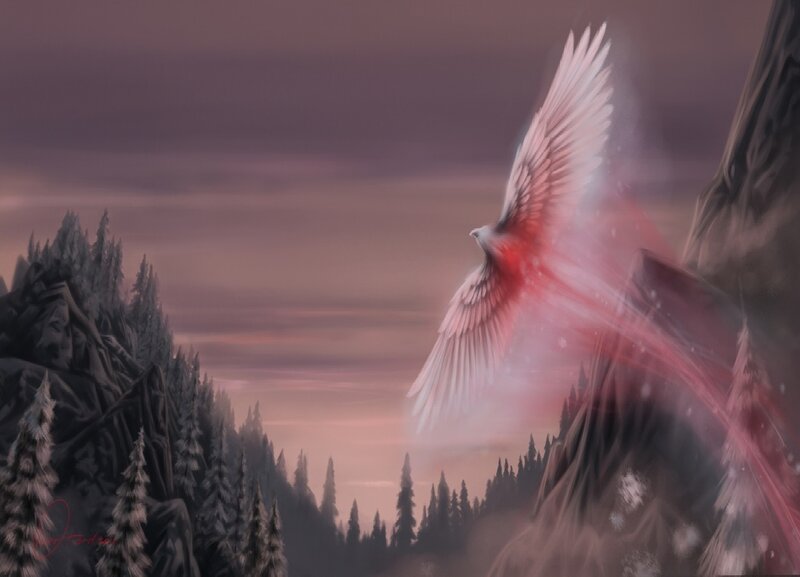 White Bird in Flight — Purple