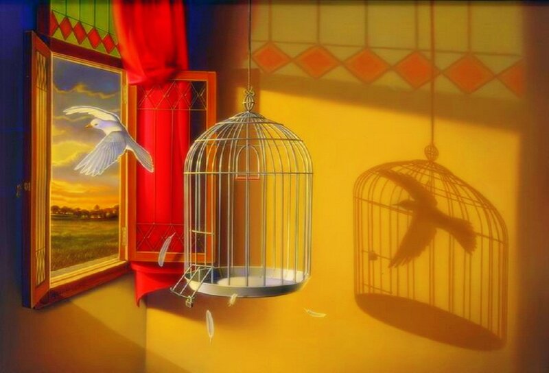 White Bird in Flight — Yellow