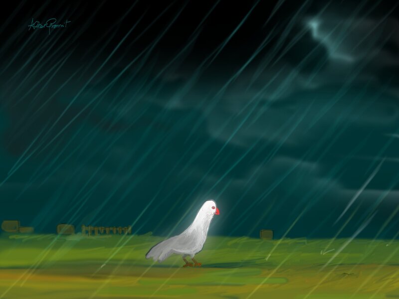 White Bird in Rain