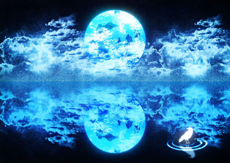 White Bird on Water — Blue