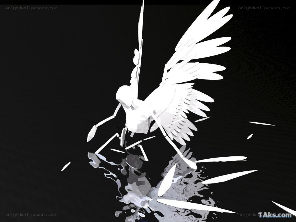 white bird sculpture on black