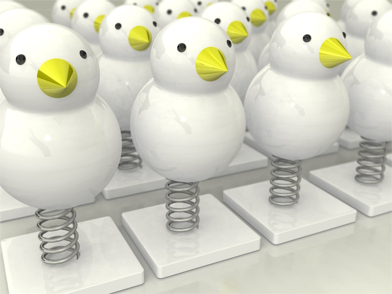 white bird spring toys