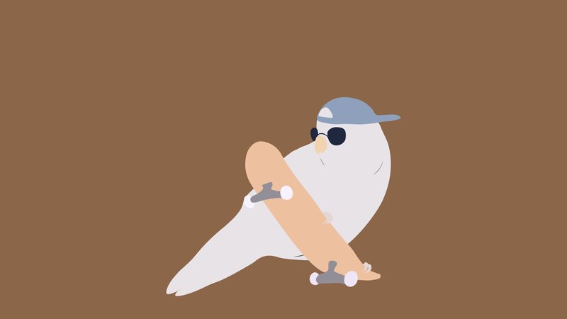 White Bird with Skateboard