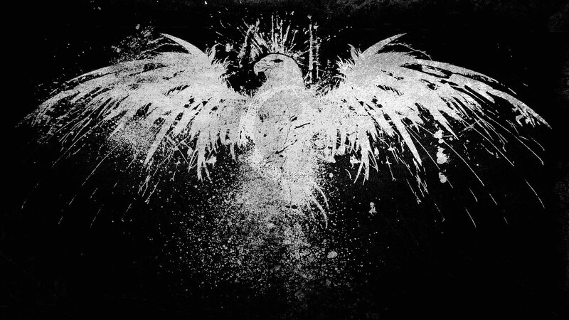 White Bird with Spread Wings — Black