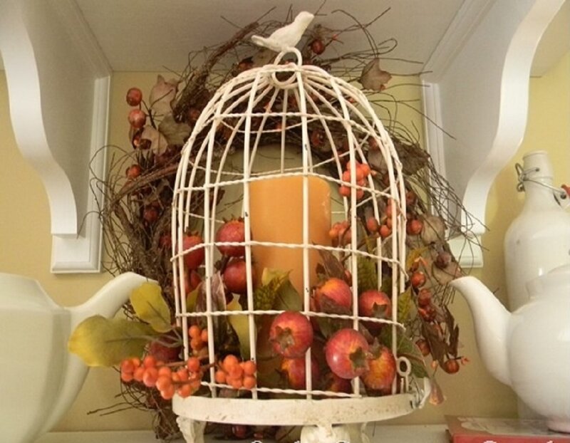 White Birdcage with Fruit