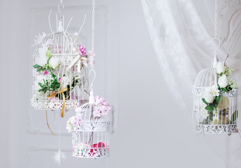 White Birdcages with Flowers — Serene