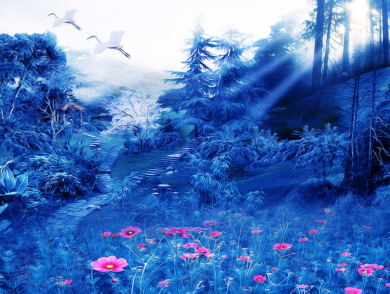 White Birds Flying — Blue