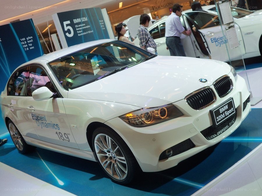 White BMW 320d Sport on display