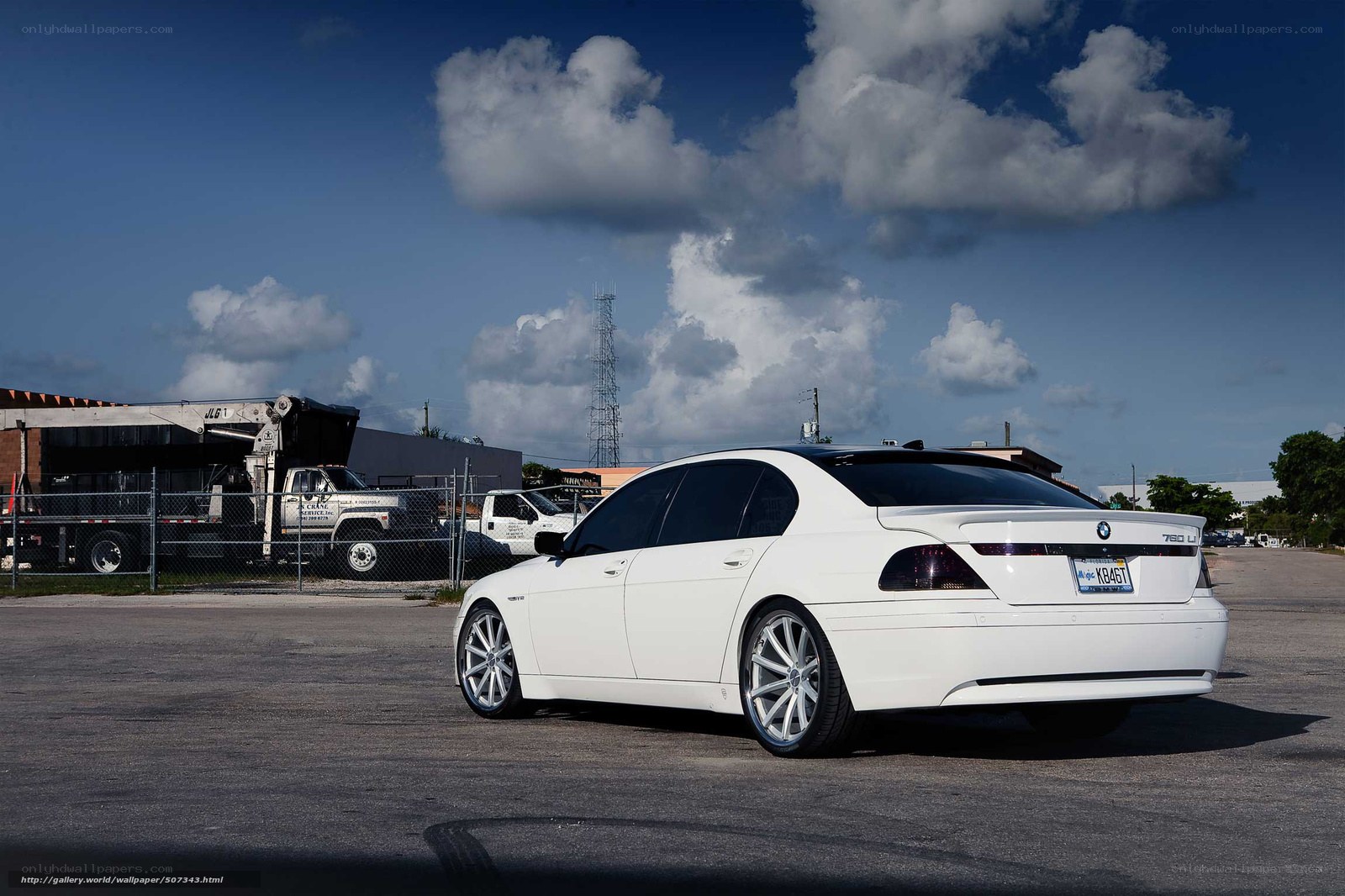 White BMW 760Li parked